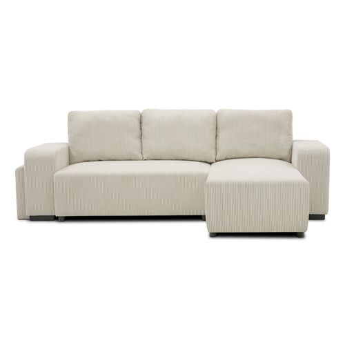 Canapé d'angle convertible méridienne réversible BOOSTER velours côtelé beige