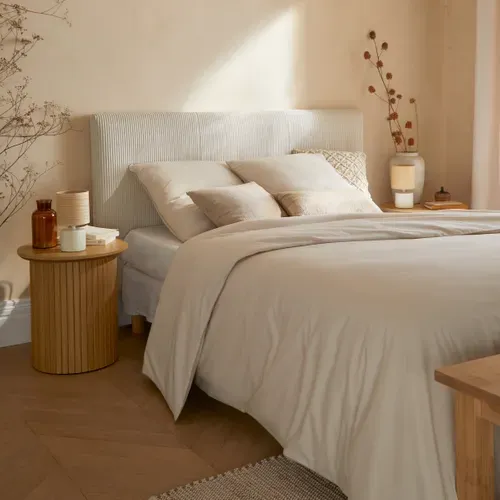 Tête de lit velours côtelé HAVANE perle L.163 cm