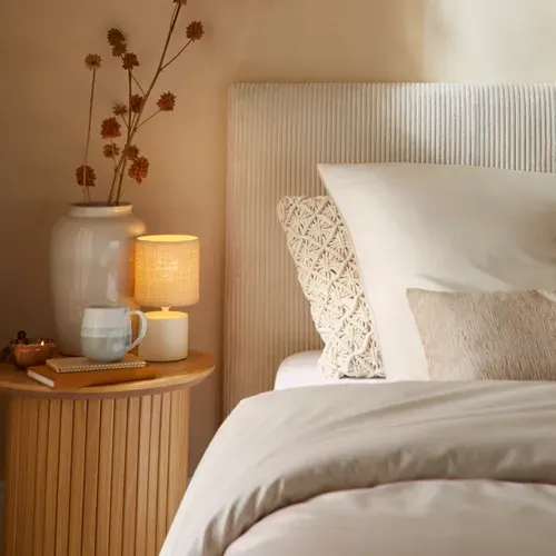 Tête de lit velours côtelé HAVANE beige L.163 cm