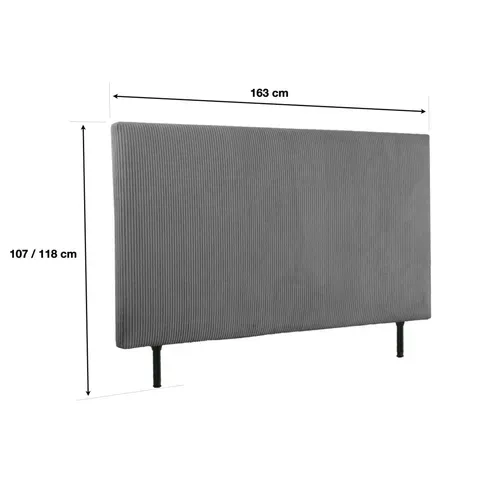 Tête de lit velours côtelé HAVANE anthracite  L.163 cm