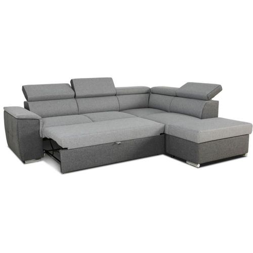 Canapé D'angle Convertible Réversible Avec Coffre - 5 Places - Daytona - Tissu Gris Et Anthracite -