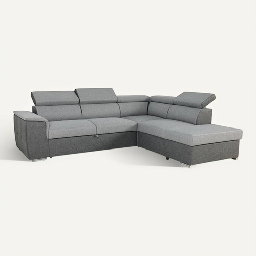 Canapé D'angle Convertible Réversible Avec Coffre - 5 Places - Daytona - Tissu Gris Et Anthracite -