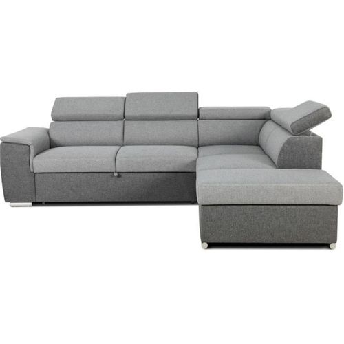 Canapé D'angle Convertible Réversible Avec Coffre - 5 Places - Daytona - Tissu Gris Et Anthracite -