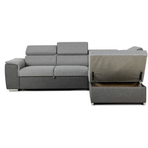 Canapé D'angle Convertible Réversible Avec Coffre - 5 Places - Daytona - Tissu Gris Et Anthracite -