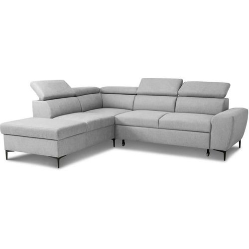 Canapé D'angle Convertible Réversible Avec Coffre - 5 Places - Kasimir - Tissu Gris - 258x79/98x219