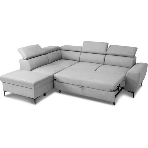 Canapé D'angle Convertible Réversible Avec Coffre - 5 Places - Kasimir - Tissu Gris - 258x79/98x219