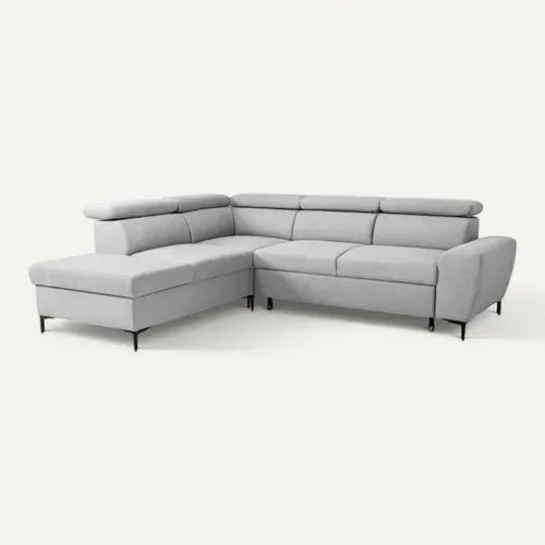 Canapé D'angle Convertible Réversible Avec Coffre - 5 Places - Kasimir - Tissu Gris - 258x79/98x219