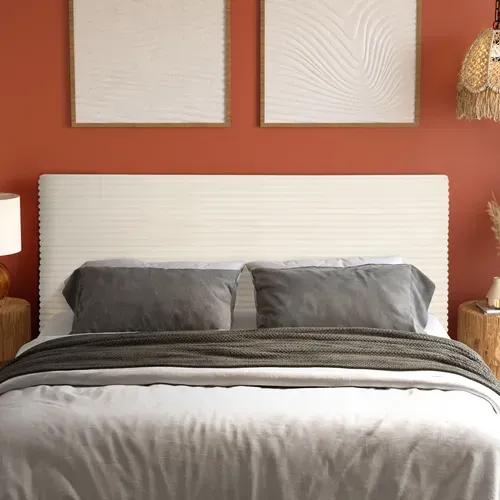 Tête de lit velours horiz HAVANE perle  L.163 cm