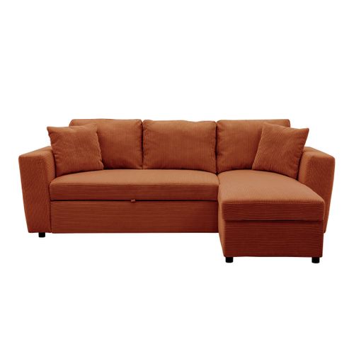 Canapé d'angle méridienne HAPPY convertible velours terrac