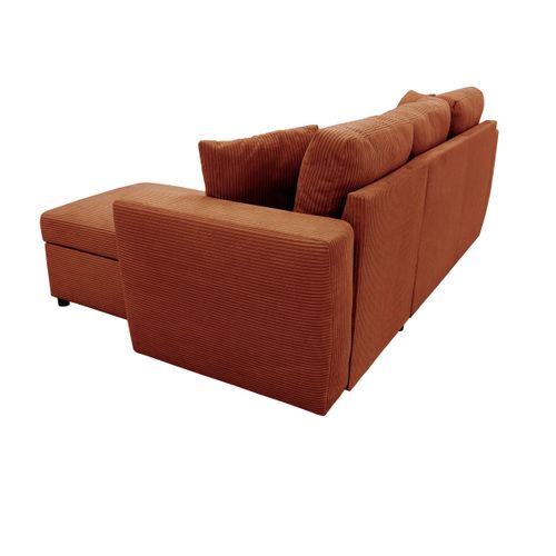 Canapé d'angle méridienne HAPPY convertible velours terrac