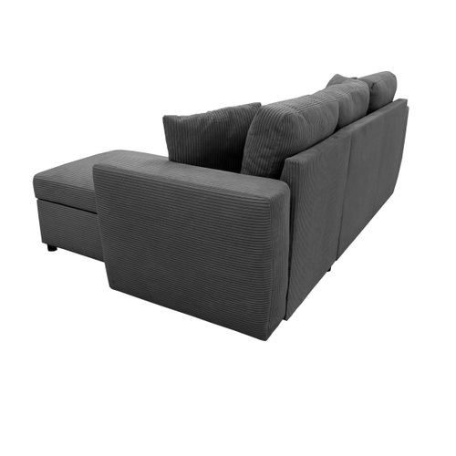 Canapé d'angle méridienne convertible HAPPY velours anthracite vue de derrière