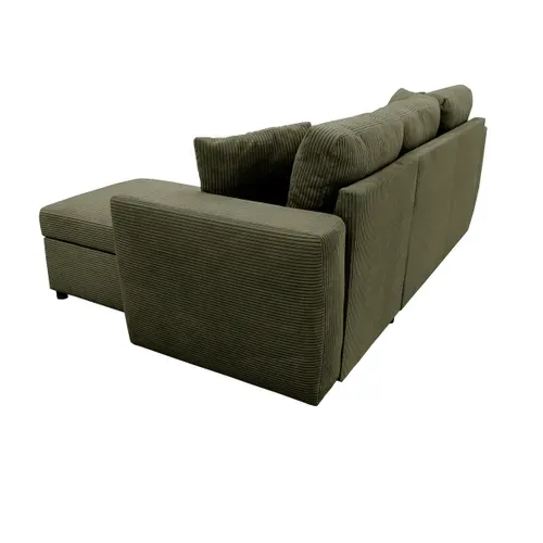 Canapé d'angle méridienne HAPPY convertible velours kaki