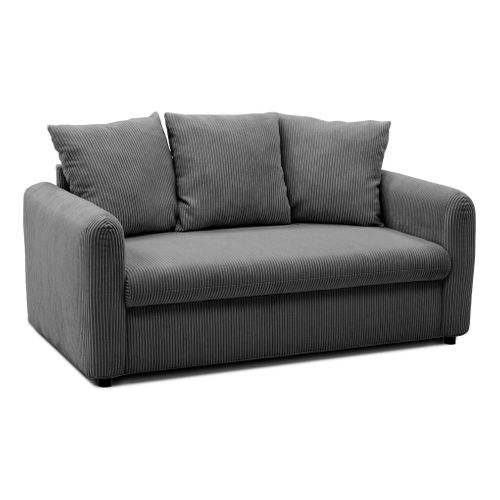 Canapé 3 places fixe ALADIN velours côtelé gris