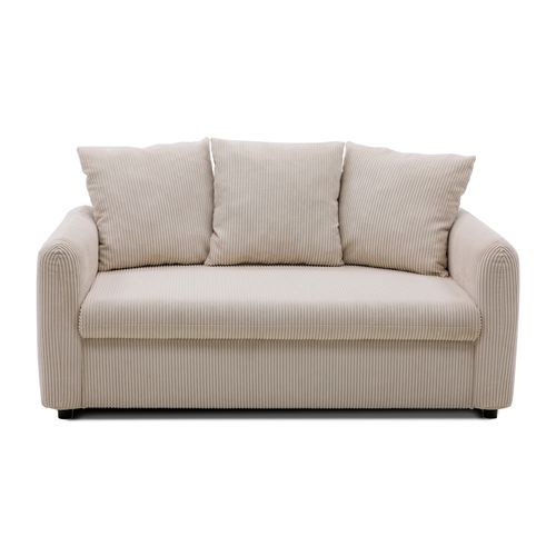 Canapé 3 places fixe ALADIN velours côtelé beige