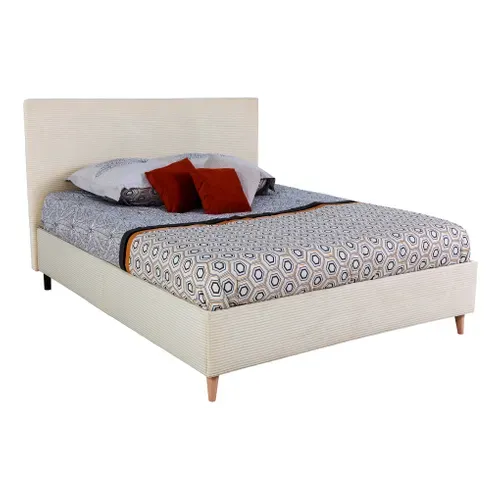 Lit 140x190 cm JAPP velours côtelé beige vue 3/4