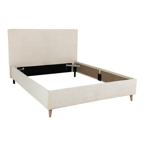 Lit 140x190 cm JAPP velours côtelé beige
