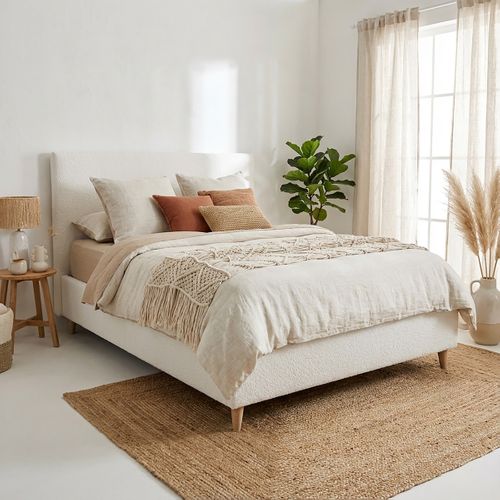 Lit 160x200 cm JAPP velours côtelé beige