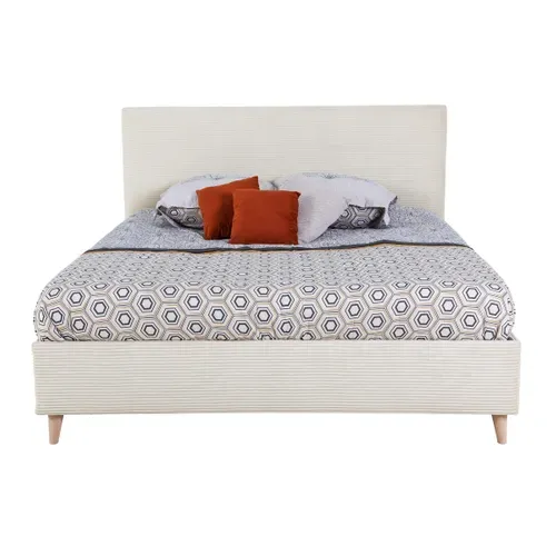 Lit 160x200 cm JAPP velours côtelé beige