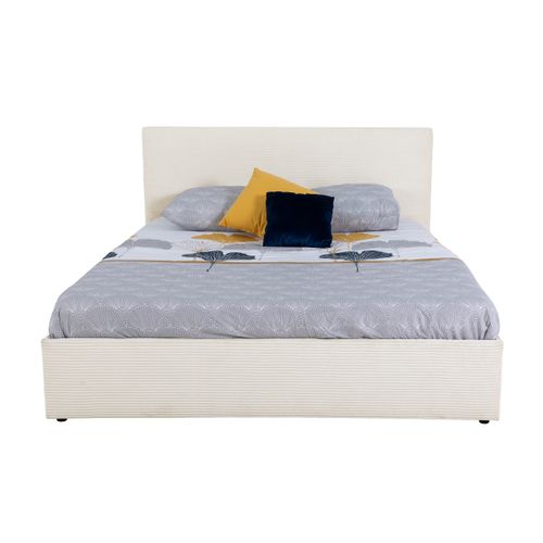 Lit coffre 160x200 cm JAPP 3 velours côtelé beige