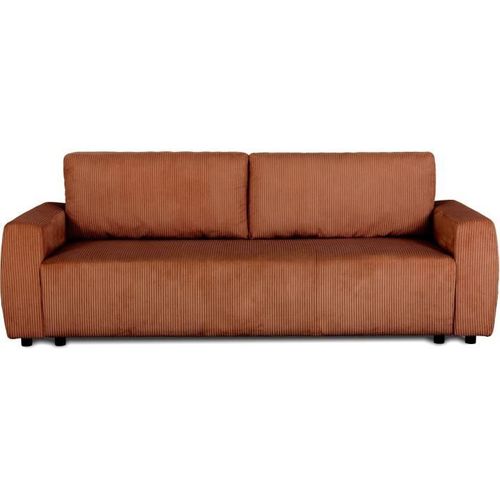 Canapé Convertible - 3 Places - Pharell - Tissu Velours Côtelé Terracotta - Coffre - 231 X 84 X 91cm