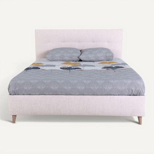 Lit 160x200 cm JAPP tissu beige vue de face