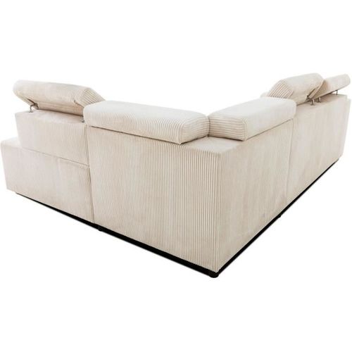Canapé D'angle Convertible Réversible - 4/5 Places - Kelio - Velours Côtelé Beige - 245x184x77/87cm