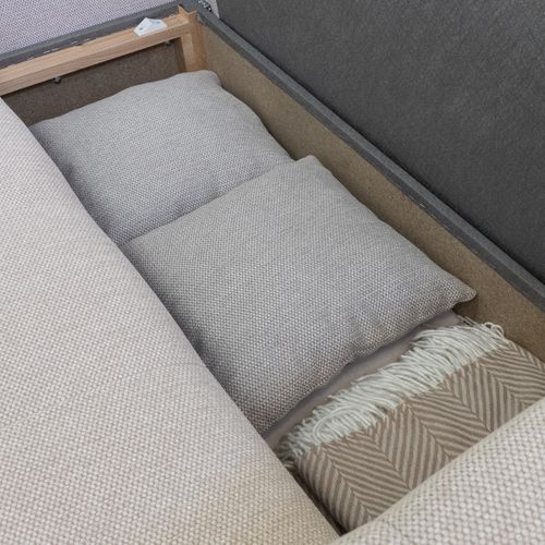 Canapé d'angle méridienne LILOU tissu beige