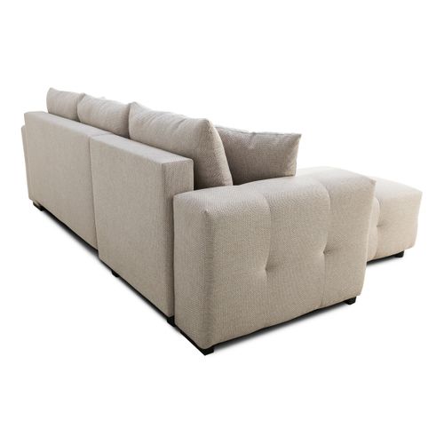 Canapé d'angle méridienne LILOU tissu beige