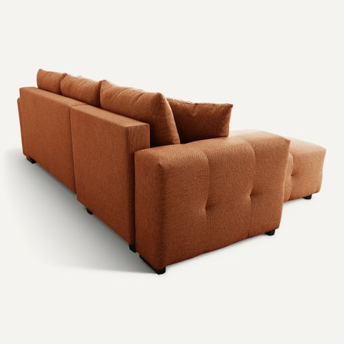 Canapé d'angle méridienne LILOU tissu brique vue de derrière