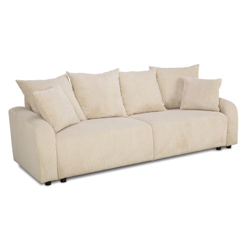 Canapé convertible 3 places et 1 coffre de rangement TARA velours côtelé beige