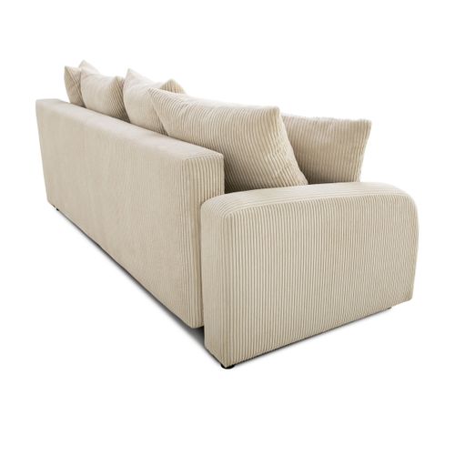 Canapé convertible 3 places et 1 coffre de rangement TARA velours côtelé beige
