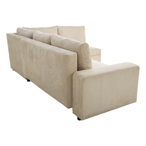 Canapé d'angle convertible méridienne réversible ALF velours côtelé beige vue de derrière