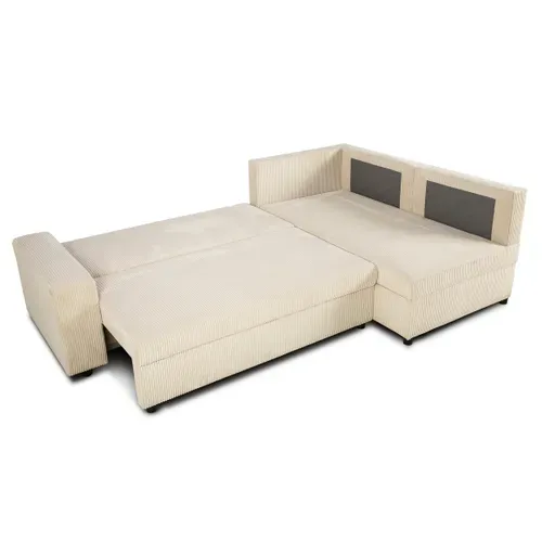 Canapé d'angle convertible méridienne réversible ALF velours côtelé beige