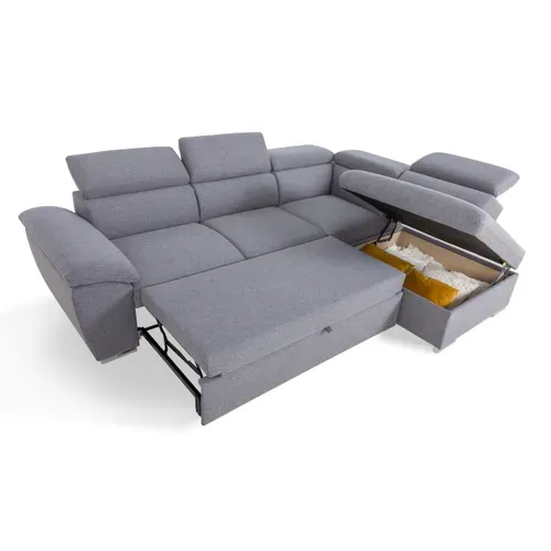 Canapé d'angle convertible méridienne réversible MANHATAN tissu gris