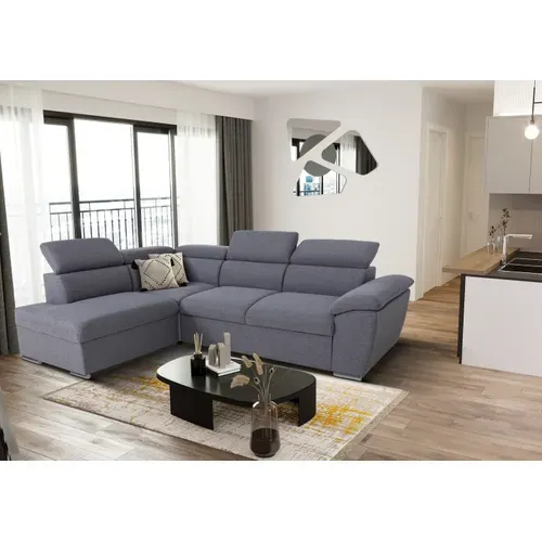 Canapé d'angle convertible méridienne réversible MANHATAN tissu gris