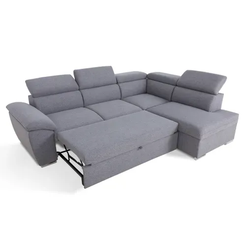 Canapé d'angle convertible méridienne réversible MANHATAN tissu gris