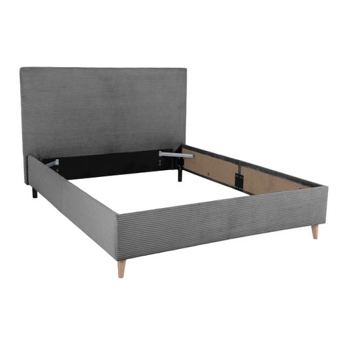 Lit 140x190 cm JAPP velours côtelé Anthracite