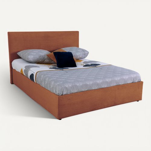 Lit coffre 140x190 cm JAPP 3 velours côtelé terracotta
