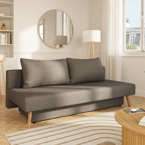 Banquette-lit 3 places VILLA tissu gris vue d'ambiance 1