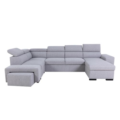 Canapé d'angle panoramique convertible réversible MAYA tissu gris
