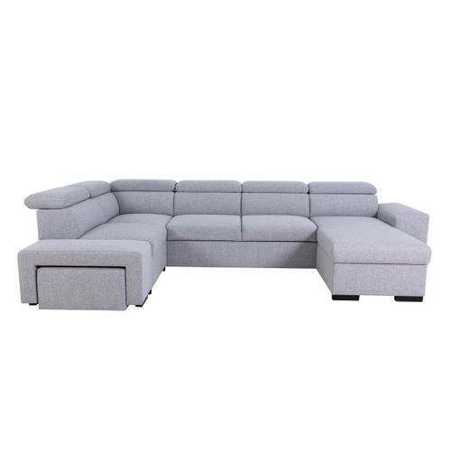 Canapé d'angle panoramique convertible réversible MAYA tissu gris