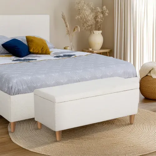 Banc coffre JAPP tissu bouclette beige vue d'ambiance 1