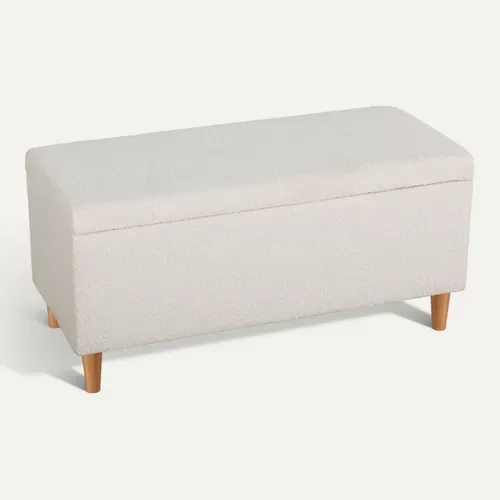 Banc coffre JAPP tissu bouclette beige vue 3/4