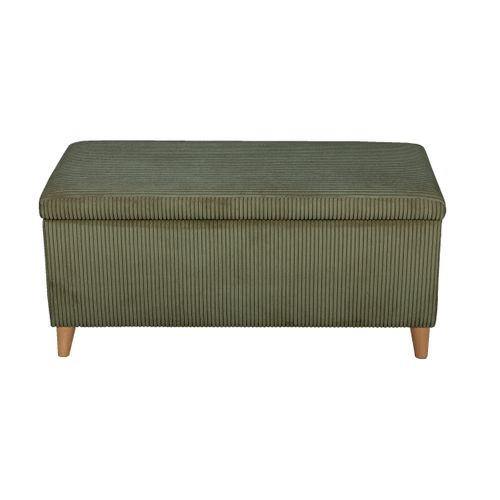Banc coffre JAPP velours côtelé kaki vue de face