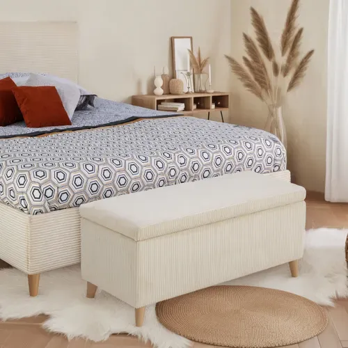 Banc coffre JAPP velours côtelé beige