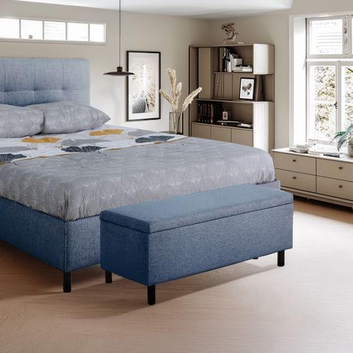 Banc coffre JAPP tissu bleu vue d'ambiance 1