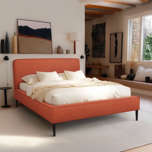 Lit 140x190 cm VICTORIA tissu style terracotta vue d'ambiance 1