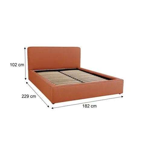 Lit coffre 160x200 cm VICTORIA tissu style terracotta