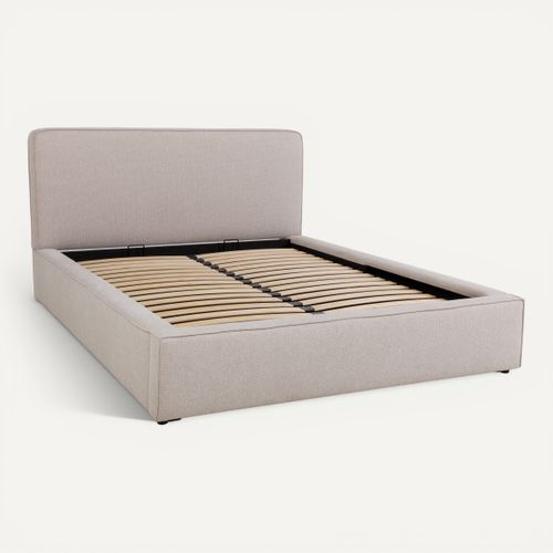 Lit coffre 160x200 cm VICTORIA tissu style beige vue 3/4