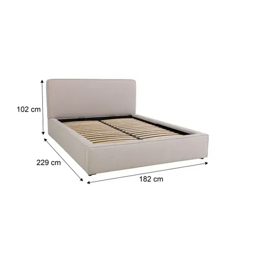 Lit coffre 160x200 cm VICTORIA tissu style beige